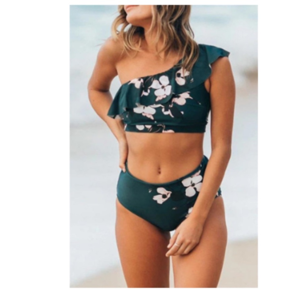 Sunikini Green Wave Crop Orchid Bikini set